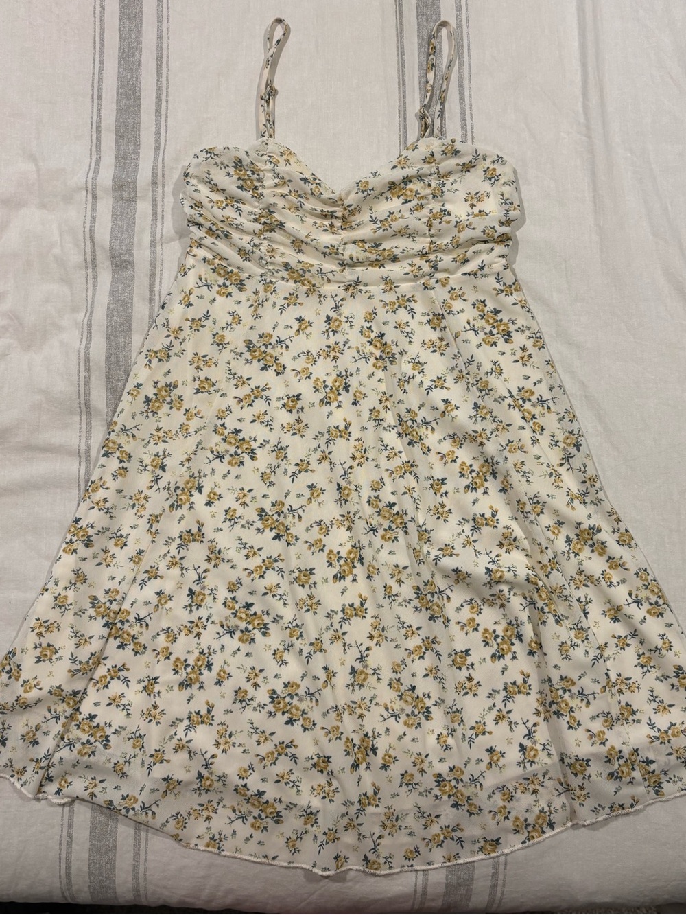 Sweet Floral Mini Dress in Cream and Yellow